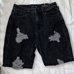 fashion black washed boyfriend jeans
